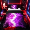 thumbnail image 1 of meiyoeat Neon Lightning Pattern Twin Bedding for Boys, Electric Purple Print Duvet Cover Set, Black Reversible2 Pieces, 1 Duvet Cover and 1 Pillowcase, 1 of 7