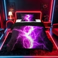 thumbnail image 1 of meiyoeat Neon Lightning Pattern Twin Comforter Sets for Boys, Electric Purple Print Bedding Set, Black Reversible 2 Pieces, 1 Comforter and 1 Pillowcase, 1 of 6