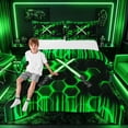 thumbnail image 1 of meiyoeat Neon Lights Full Size Comforter Sets for Boys, Sci-Fi Green Gaming Bedding Sets, Black Reversible 3pcs, 1 Comforter and 2 Pillowcases, 1 of 6