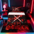 thumbnail image 1 of meiyoeat Neon Lights Twin Sheet Sets for Boys, Sci-Fi Red Gaming Bedding, 3-Piece, 1 Flat Sheet, 1 Fitted Sheet and 1 Pillowcase, 1 of 6