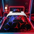 thumbnail image 1 of meiyoeat Neon Red-Blue Flame Game Controller Twin Comforter Sets for Kids Boys, Dual-Tone Geometric Gaming Bedding Set, Gamepad Reversible 2-Piece, 1 Comforter and 1 Pillowcase, 1 of 6