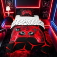 thumbnail image 1 of meiyoeat Neon Red Flame Game Controller Twin Bedding for Kids Boys, Red Geometric Gaming Duvet Cover Set, Gamepad Reversible 2-Piece, 1 Duvet Cover and 1 Pillowcase, 1 of 7