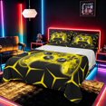 thumbnail image 1 of meiyoeat Neon Yellow Flame Game Controller Full Size Sheets for Kids Boys, Yellow Geometric Gaming Bed Sheets, 4pcs, 1 Flat Sheet, 1 Fitted Sheet and 2 Pillowcases, 1 of 6