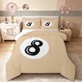 thumbnail image 1 of meiyoeat Neutral Lucky 8 Ball Full Size Comforter Sets for Girls, Cartoon Billiards Bedding Comforter Set, Tan, Reversible, 3-Piece, 1 Comforter and 2 Pillowcases, 1 of 6