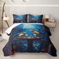 thumbnail image 1 of meiyoeat Ocean Navy Shark Twin Quilt Set for Men Boys, Kawaii Coastal Animal Twin Coverlet Set, 2 Pieces, 1 of 7