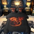 thumbnail image 1 of meiyoeat Orange Fire Dragon Twin Bedding for Boys, Flame Animal Bedding Comforter Set, Black Orange, Black Reversible, 7pcs, 1 of 5