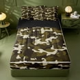 thumbnail image 1 of meiyoeat Outdoor Camouflage Print Zipper Queen Comforter Set With Fitted Sheet And 2 Pillowcases For Boy,Vintage 3D Camo Zipper Bedding Set,Black Reversible,4-Piece, 1 of 7