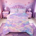 thumbnail image 1 of meiyoeat Pastel Cloud Star Queen Comforter Set,Colorful Rainbow Pattern Comforter Sets Queen For Girl,Reversible,3-Piece,1 Comforter And 2 Pillowcases, 1 of 7