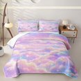thumbnail image 1 of meiyoeat Pastel Cloud Star Twin Quilt Set,Colorful Rainbow Pattern Twin Coverlet Set For Girl,2pcs, 1 of 7