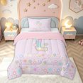 thumbnail image 1 of meiyoeat Pastel Floral Letter L Print Twin Comforter Sets for Boys Girls, Spring Monogram Bedding Set, Pink Reversible, 2 Pieces, 1 Comforter and 1 Pillowcase, 1 of 6