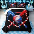 thumbnail image 1 of meiyoeat Patriotic Cross Baseball Bed Spread Queen for Boys, Red Blue USA Flag Drip Queen Coverlet Set, 3-Piece, 1 Comforter and 2 Pillowcases, 1 of 7