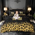 thumbnail image 1 of meiyoeat Personalized Monogram Print Bedding,Leopard Bowknot Bling Initial Art Duvet Cover Full For Girl,Black Reversible,3-Piece,1 Duvet Cover and 2 Pillowcases, 1 of 6