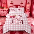 thumbnail image 1 of meiyoeat Pink 3D Cartoon Initial E Queen Comforter Setlovely Bow Cherry Comforter Sets Queen For Girl,Pink Reversible,3 Pieces,1 Comforter And 2 Pillowcases, 1 of 7