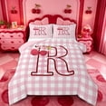 thumbnail image 1 of meiyoeat Pink 3D Cartoon Initial R Full Size Comforter SetsLovely Bowknot Cherry Bedding Comforter Set For Girl,Pink Reversible,3-Piece,1 Comforter and 2 Pillowcases, 1 of 7