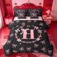 thumbnail image 1 of meiyoeat Pink Bow Alphabet 7 Pieces Full Size Bedding Sets,Fashion Pearl Initial Aesthetic Full Size Bed in a Bag For Girl,Pink Reversible, 1 of 7