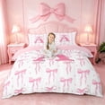 thumbnail image 1 of meiyoeat Pink Bow Duvet Cover Set For Girls,Coquette Bowtie Monogrammed A Print Bedding Full For Kids,pink Reversible,3-Piece(No Comforter), 1 of 6
