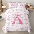 thumbnail image 1 of meiyoeat Pink Bow Quilt Full For Girls,Coquette Bowtie Monogrammed A Print Full Bedspread Sets For Kids,3-Piece, 1 of 7
