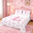 thumbnail image 1 of meiyoeat Pink Bowknot Full Size Sheets For Girls,Coquette Bowtie Monogrammed L Print Bed Sheets For Kids,4pcs, 1 of 6