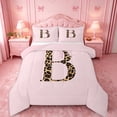 thumbnail image 1 of meiyoeat Pink Bowknot Monogram B Full Size Comforter Sets,Cheetah Print Letter Art Bedding Comforter Set For Girl,Pink Reversible,3-Piece,1 Comforter and 2 Pillowcases, 1 of 7