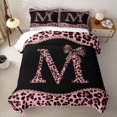 thumbnail image 1 of meiyoeat Pink Coquette Bowknot Quilt Full For Leopard Bow Lover,Kids Personalized Initial M Full Bedspread Sets,3-Piece, 1 of 7