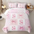 thumbnail image 1 of meiyoeat Pink Coquette Bowtie Quilt Full For Girls,Kids Personalized Letter S Print Full Bedspread Sets,3-Piece, 1 of 7