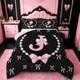 thumbnail image 1 of meiyoeat Pink Cute Bow King Size Comforter Sets For Girls,Kawaii Bowknot Monogrammed J Comforters King Size For Kids,Pink Reversible,3 Pieces, 1 of 7