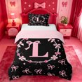 thumbnail image 1 of meiyoeat Pink Cute Bow Twin Duvet Cover,Initial Letter L Twin Bedding For Girl,Pink Reversible,2 Pieces,1 Duvet Cover and 1 Pillowcase, 1 of 6