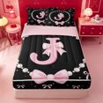 thumbnail image 1 of meiyoeat Pink Cute Bow Zipper Full Size Comforter Sets with Fitted Sheet and 2 Pillowcases For Girls,Kawaii Bowknot Monogrammed J Zipper Bedding Set For Kids,Pink Reversible,4-Piece, 1 of 7