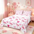 thumbnail image 1 of meiyoeat Pink Flamingo Heart Bed Sheets,Tropical Animal Print Full Size Sheets For Girls,4 Pieces1 Flat Sheet, 1 Fitted Sheet and 2 Pillowcases, 1 of 6
