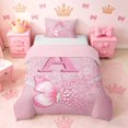 thumbnail image 1 of meiyoeat Pink Glitter Butterfly Monogrammed A Twin Bedding for Girls, Sparkle Floral Initial Letter Duvet Cover Set, Pink Reversible 2-Piece, 1 Duvet Cover and 1 Pillowcase, 1 of 5