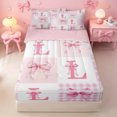 thumbnail image 1 of meiyoeat Pink Kawaii Bow Zipper Twin Comforter Sets with Fitted Sheet and 2 Pillowcases For Girls,Modern Personalized Initial L Zipper Bedding Set For Kids,Pink Reversible,4 Pieces, 1 of 7