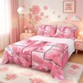 thumbnail image 1 of meiyoeat Pink Marble Patchwork Art Bed Sheets,Abstract Geometric Print Full Size Sheets,4 Pieces1 Flat Sheet, 1 Fitted Sheet and 2 Pillowcases, 1 of 6