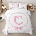 thumbnail image 1 of meiyoeat Pink Monogram Bow Quilt Full For Kids,Girls Ribbon Bowknot Letter C Full Bedspread Sets Bowtie Lovers,3-Piece, 1 of 7