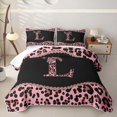 thumbnail image 1 of meiyoeat Pink Monogram L Twin Quilt Set For Girls,Fashion Leopard Pattern Twin Coverlet Set For Kids,2 Pieces, 1 of 7