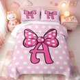 thumbnail image 1 of meiyoeat Pink Polka Dot Bow Monogram A Bed Spread Queen For Girls,Cute Initial Design Queen Coverlet Set,3pcs,1 Quilt and 2 Pillowcases, 1 of 7