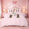 thumbnail image 1 of meiyoeat Pink Print Alphabet Bedding,Cheetah Bow Tie Initial Design Duvet Cover Full For Girl,Pink Reversible,3-Piece,1 Duvet Cover and 2 Pillowcases, 1 of 6