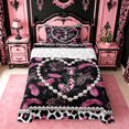 thumbnail image 1 of meiyoeat Pink Print Feather Twin Sheet Sets For Women,Dreamy Princess Style Alphabet J Bedding For Adults,3 Pieces, 1 of 6