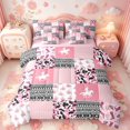 thumbnail image 1 of meiyoeat Pink Rustic Camouflage 7 Pieces Full Size Bedding Sets,Western Cowgirl Boots Print Full Size Bed in a Bag For Girl,Pink Reversible, 1 of 7