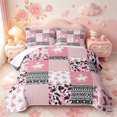 thumbnail image 1 of meiyoeat Pink Rustic Camouflage Twin Quilt Set,Western Cowgirl Boots Print Twin Coverlet Set For Girl,2pcs,1 Bedspread and 1 Pillowcase, 1 of 7