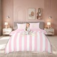 thumbnail image 1 of meiyoeat Pink White Stripe Gold A Initial Bedding, Classic Monogram Initial Duvet Cover Full for Boys Girls, Pink Reversible, 3pcs, 1 Duvet Cover and 2 Pillowcases, 1 of 6
