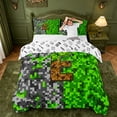thumbnail image 1 of meiyoeat Pixel Adventure Game Print Bedding For Boys,Personalized Initial Letter E Duvet Cover Full,Reversible,3 Pieces,1 Duvet Cover and 2 Pillowcases, 1 of 6