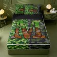 thumbnail image 1 of meiyoeat Pixel Gamepad Games Zipper Twin Comforter Sets with Fitted Sheet and 2 Pillowcases For Boys,Grid Miner Theme Initial Alphabet M Zipper Bedding Set,Black Reversible,4-Piece, 1 of 7