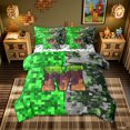 thumbnail image 1 of meiyoeat Pixel Grass M Initial Twin Bedding for Boys, Gamer Block Monogram Bedding Comforter Set, Green Brown, Gamepad Reversible, 7-Piece, 1 of 6