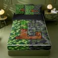 thumbnail image 1 of meiyoeat Pixel Themed Monogram L Zipper Twin Comforter Sets with Fitted Sheet and 2 Pillowcases For Boys,Plaid Buffalo Pattern Zipper Bedding Set,Black Reversible,4 Pieces, 1 of 7