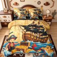 thumbnail image 1 of meiyoeat Playful Pirate Scene 7 Pieces Full Size Bedding Sets,Vintage Ocean Ship Treasure Full Size Bed in a Bag For Boys,Multicolor Beige,Black Reversible, 1 of 7