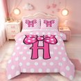 thumbnail image 1 of meiyoeat Polka Dot Letter Monogram Full Size Comforter Sets For Girls,Cute Coquette Bow Bedding Comforter Set,Pink Reversible,3-Piece,1 Comforter and 2 Pillowcases, 1 of 7