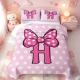 thumbnail image 1 of meiyoeat Polka Dot Letter Monogram Quilt Full For Girls,Cute Coquette Bow Full Bedspread Sets,3-Piece,1 Coverlet and 2 Pillowcases, 1 of 7