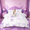 thumbnail image 1 of meiyoeat Purple Bow Monogrammed C Bedding,Watercolor Coquette Letter Design Duvet Cover Full For Girl,Reversible,3 Pieces,1 Duvet Cover and 2 Pillowcases, 1 of 6