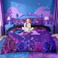 thumbnail image 1 of meiyoeat Purple Butterfly Rose Monogram A Bedding,Neon Heart Initial Duvet Cover Full For Girl,Black Reversible,3 Pieces,1 Duvet Cover and 2 Pillowcases, 1 of 6