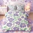 thumbnail image 1 of meiyoeat Purple Floral 7-Piece Twin Bedding For Girls,Cartoon Floral Print Bedding Comforter Set,Purple Cream,Light Gray Reversible, 1 of 7